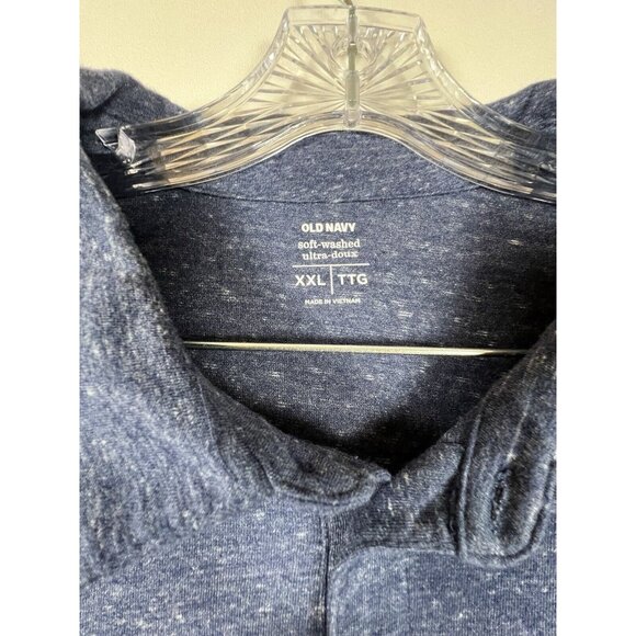 Old Navy Mens Golf Shirt Short Sleeve Navy Heathered Soft Washed NWOT - Picture 2 of 11